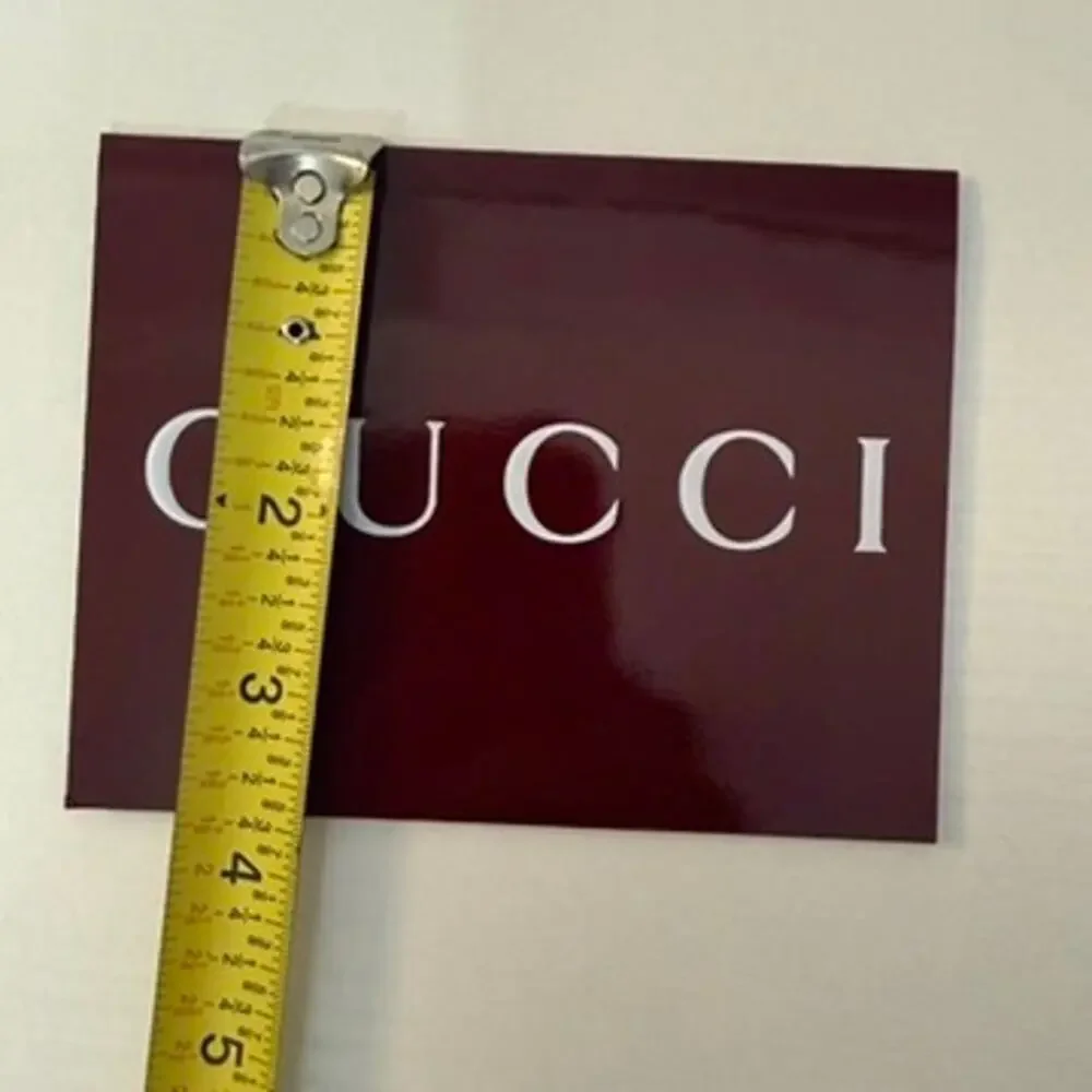 Gucci Burgundy Glossy Gift Envelope Card Holder White Logo 3.5 x 5 in